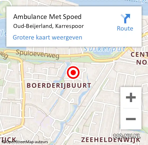 Locatie op kaart van de 112 melding: Ambulance Met Spoed Naar Oud-Beijerland, Karrespoor op 16 april 2024 13:48