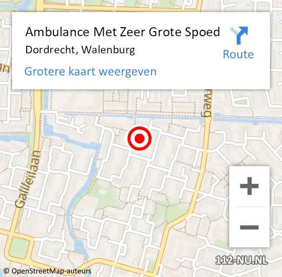 Locatie op kaart van de 112 melding: Ambulance Met Zeer Grote Spoed Naar Dordrecht, Walenburg op 16 april 2024 14:08