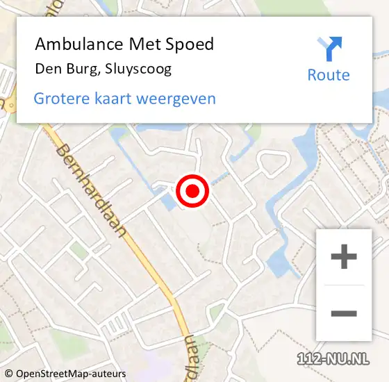 Locatie op kaart van de 112 melding: Ambulance Met Spoed Naar Den Burg, Sluyscoog op 16 april 2024 14:50