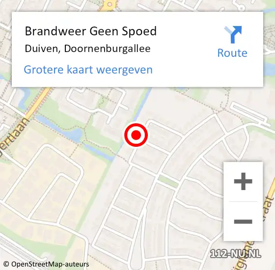 Locatie op kaart van de 112 melding: Brandweer Geen Spoed Naar Duiven, Doornenburgallee op 16 april 2024 14:59