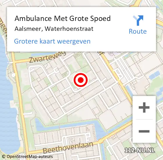 Locatie op kaart van de 112 melding: Ambulance Met Grote Spoed Naar Aalsmeer, Waterhoenstraat op 16 april 2024 15:25