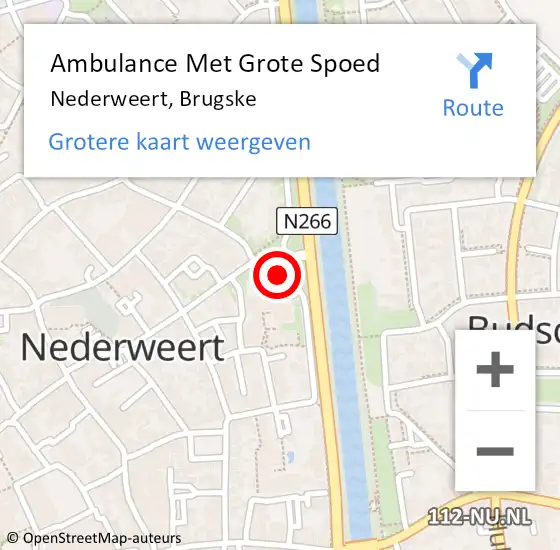 Locatie op kaart van de 112 melding: Ambulance Met Grote Spoed Naar Nederweert, Brugske op 16 april 2024 15:40