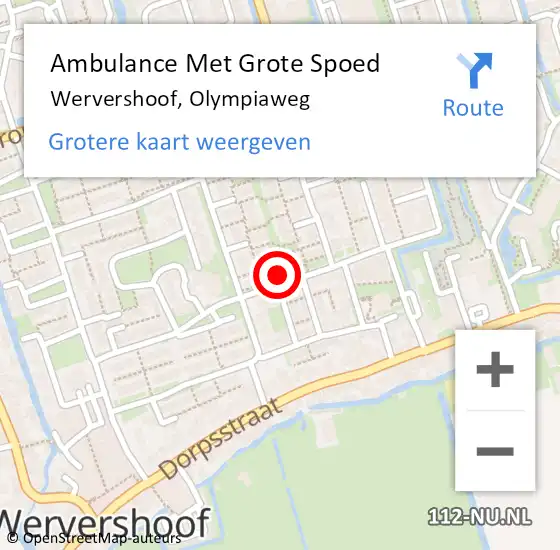 Locatie op kaart van de 112 melding: Ambulance Met Grote Spoed Naar Wervershoof, Olympiaweg op 16 april 2024 15:43