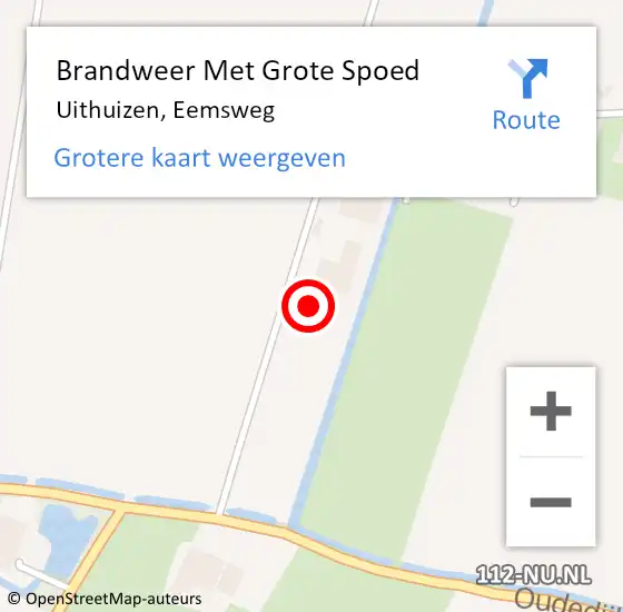 Locatie op kaart van de 112 melding: Brandweer Met Grote Spoed Naar Uithuizen, Eemsweg op 16 april 2024 15:54
