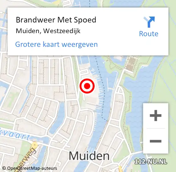 Locatie op kaart van de 112 melding: Brandweer Met Spoed Naar Muiden, Westzeedijk op 16 april 2024 16:14