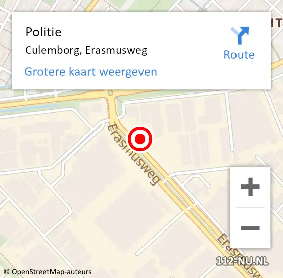 Locatie op kaart van de 112 melding: Politie Culemborg, Erasmusweg op 16 april 2024 16:17