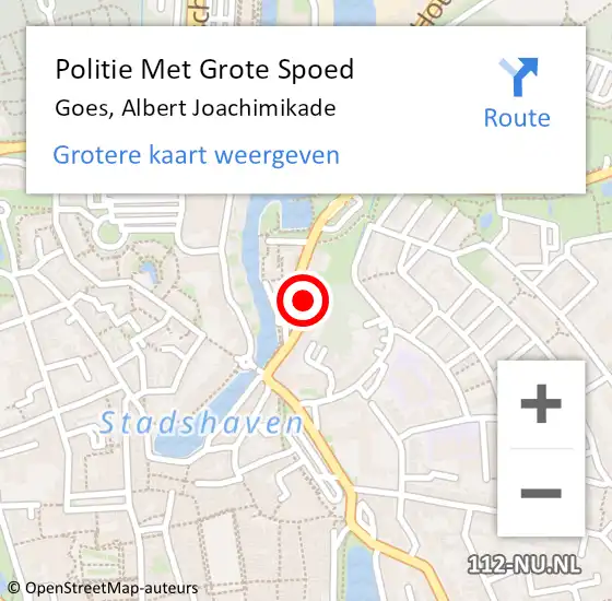 Locatie op kaart van de 112 melding: Politie Met Grote Spoed Naar Goes, Albert Joachimikade op 16 april 2024 16:27