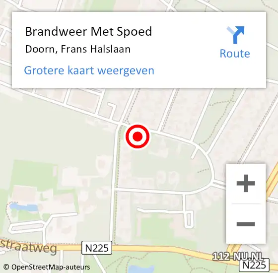 Locatie op kaart van de 112 melding: Brandweer Met Spoed Naar Doorn, Frans Halslaan op 16 april 2024 16:28