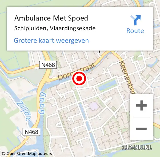 Locatie op kaart van de 112 melding: Ambulance Met Spoed Naar Schipluiden, Vlaardingsekade op 16 april 2024 16:46