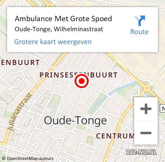 Locatie op kaart van de 112 melding: Ambulance Met Grote Spoed Naar Oude-Tonge, Wilhelminastraat op 16 april 2024 17:03
