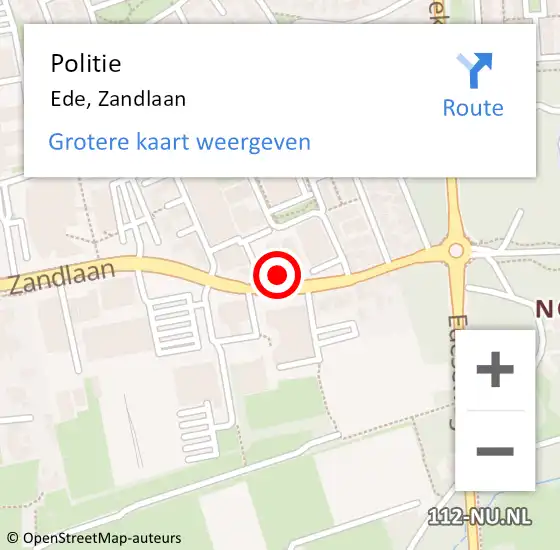 Locatie op kaart van de 112 melding: Politie Ede, Zandlaan op 16 april 2024 17:03