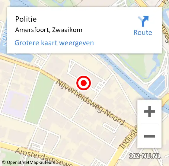 Locatie op kaart van de 112 melding: Politie Amersfoort, Zwaaikom op 16 april 2024 17:12
