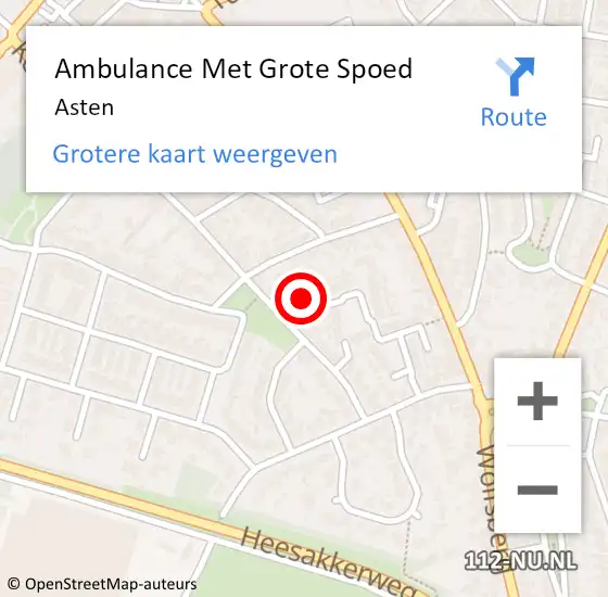Locatie op kaart van de 112 melding: Ambulance Met Grote Spoed Naar Asten op 16 april 2024 17:12