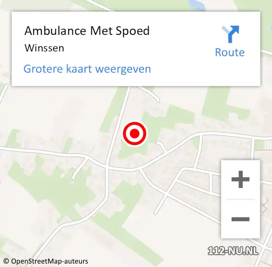 Locatie op kaart van de 112 melding: Ambulance Met Spoed Naar Winssen op 16 april 2024 17:35