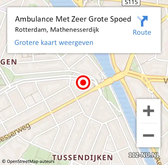 Locatie op kaart van de 112 melding: Ambulance Met Zeer Grote Spoed Naar Rotterdam, Mathenesserdijk op 16 april 2024 17:38
