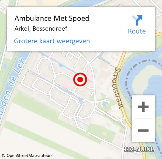 Locatie op kaart van de 112 melding: Ambulance Met Spoed Naar Arkel, Bessendreef op 16 april 2024 17:50