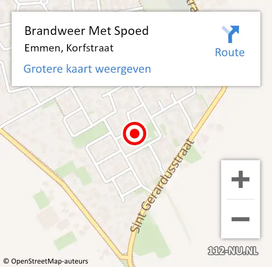 Locatie op kaart van de 112 melding: Brandweer Met Spoed Naar Emmen, Korfstraat op 16 april 2024 17:51