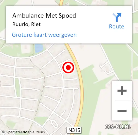 Locatie op kaart van de 112 melding: Ambulance Met Spoed Naar Ruurlo, Riet op 16 april 2024 18:21