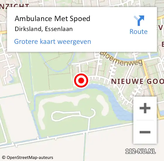 Locatie op kaart van de 112 melding: Ambulance Met Spoed Naar Dirksland, Essenlaan op 16 april 2024 18:32