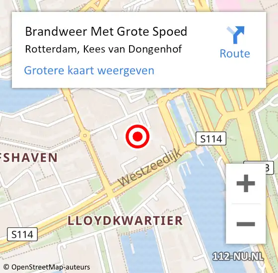 Locatie op kaart van de 112 melding: Brandweer Met Grote Spoed Naar Rotterdam, Kees van Dongenhof op 16 april 2024 18:33