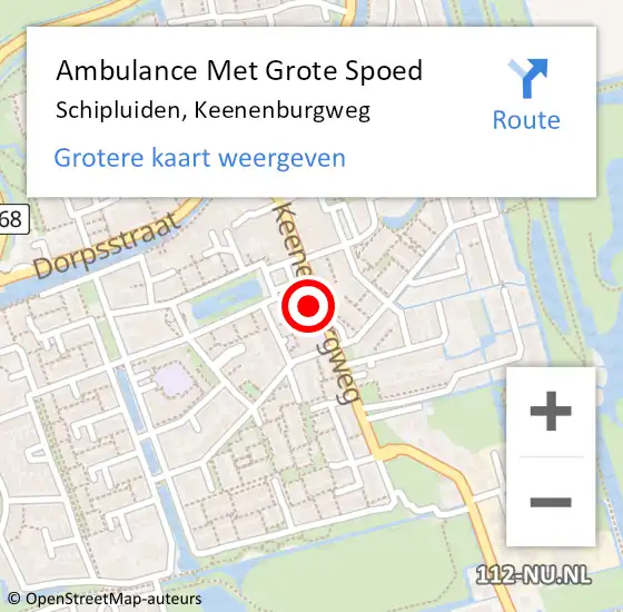 Locatie op kaart van de 112 melding: Ambulance Met Grote Spoed Naar Schipluiden, Keenenburgweg op 16 april 2024 18:42