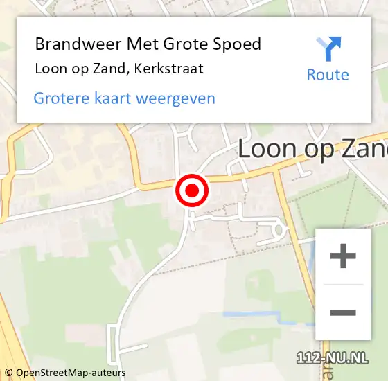 Locatie op kaart van de 112 melding: Brandweer Met Grote Spoed Naar Loon op Zand, Kerkstraat op 16 april 2024 18:48