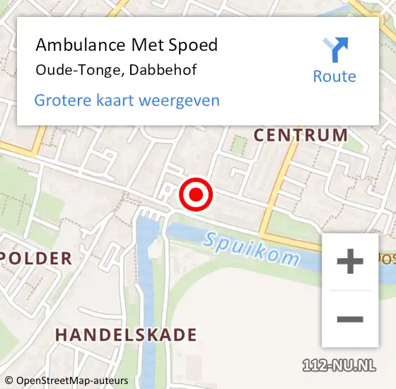 Locatie op kaart van de 112 melding: Ambulance Met Spoed Naar Oude-Tonge, Dabbehof op 16 april 2024 18:57