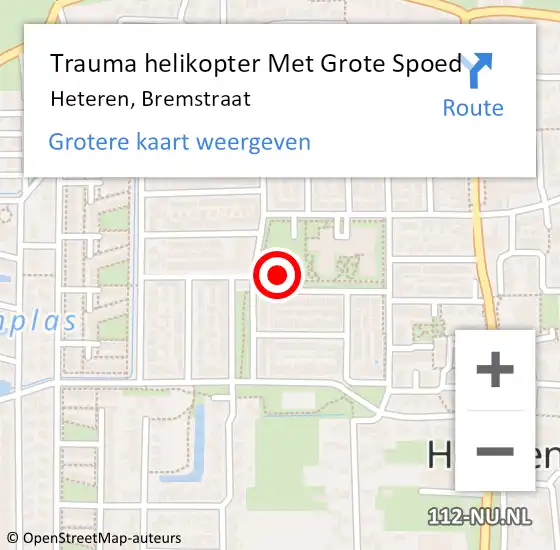 Locatie op kaart van de 112 melding: Trauma helikopter Met Grote Spoed Naar Heteren, Bremstraat op 16 april 2024 19:02