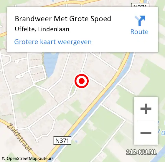 Locatie op kaart van de 112 melding: Brandweer Met Grote Spoed Naar Uffelte, Lindenlaan op 16 april 2024 19:03
