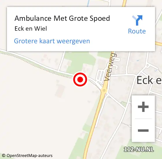Locatie op kaart van de 112 melding: Ambulance Met Grote Spoed Naar Eck en Wiel op 16 april 2024 19:06