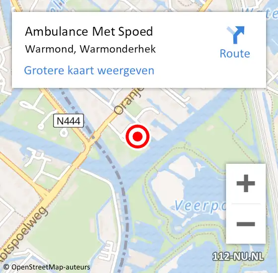 Locatie op kaart van de 112 melding: Ambulance Met Spoed Naar Warmond, Warmonderhek op 16 april 2024 19:12