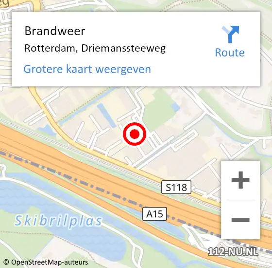 Locatie op kaart van de 112 melding: Brandweer Rotterdam, Driemanssteeweg op 16 april 2024 19:16