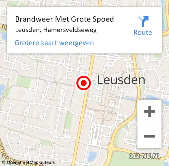Locatie op kaart van de 112 melding: Brandweer Met Grote Spoed Naar Leusden, Hamersveldseweg op 16 april 2024 19:25