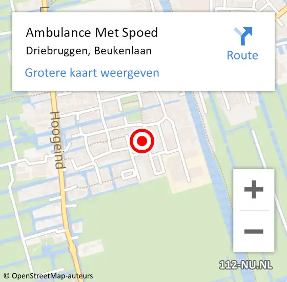 Locatie op kaart van de 112 melding: Ambulance Met Spoed Naar Driebruggen, Beukenlaan op 16 april 2024 19:30
