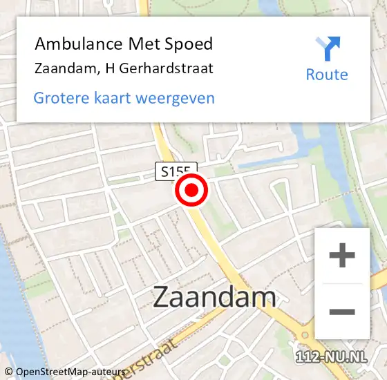 Locatie op kaart van de 112 melding: Ambulance Met Spoed Naar Zaandam, H Gerhardstraat op 16 april 2024 19:33