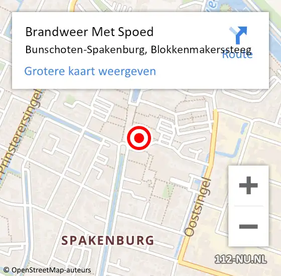 Locatie op kaart van de 112 melding: Brandweer Met Spoed Naar Bunschoten-Spakenburg, Blokkenmakerssteeg op 16 april 2024 20:13