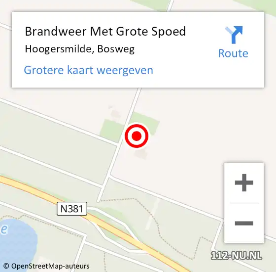 Locatie op kaart van de 112 melding: Brandweer Met Grote Spoed Naar Hoogersmilde, Bosweg op 16 april 2024 20:24