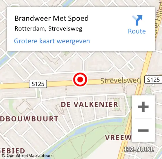 Locatie op kaart van de 112 melding: Brandweer Met Spoed Naar Rotterdam, Strevelsweg op 16 april 2024 20:25