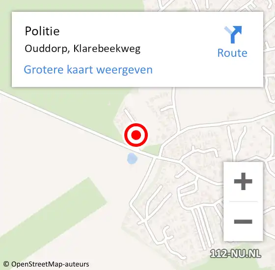 Locatie op kaart van de 112 melding: Politie Ouddorp, Klarebeekweg op 16 april 2024 20:26