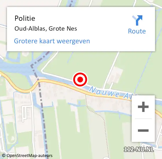 Locatie op kaart van de 112 melding: Politie Oud-Alblas, Grote Nes op 16 april 2024 20:37