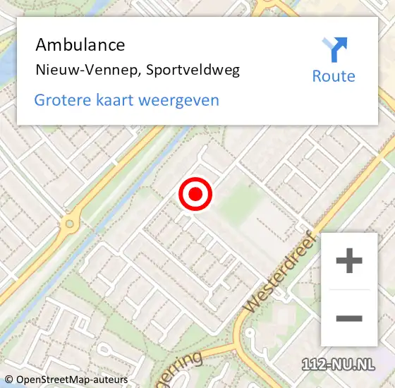 Locatie op kaart van de 112 melding: Ambulance Nieuw-Vennep, Sportveldweg op 16 april 2024 20:42