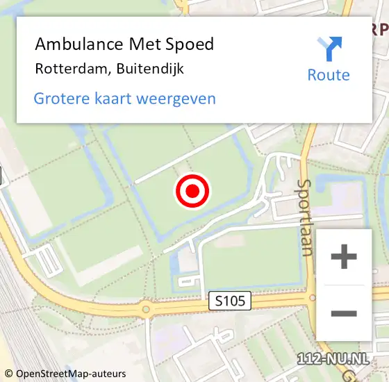 Locatie op kaart van de 112 melding: Ambulance Met Spoed Naar Rotterdam, Buitendijk op 16 april 2024 21:06