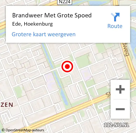 Locatie op kaart van de 112 melding: Brandweer Met Grote Spoed Naar Ede, Hoekenburg op 16 april 2024 21:55