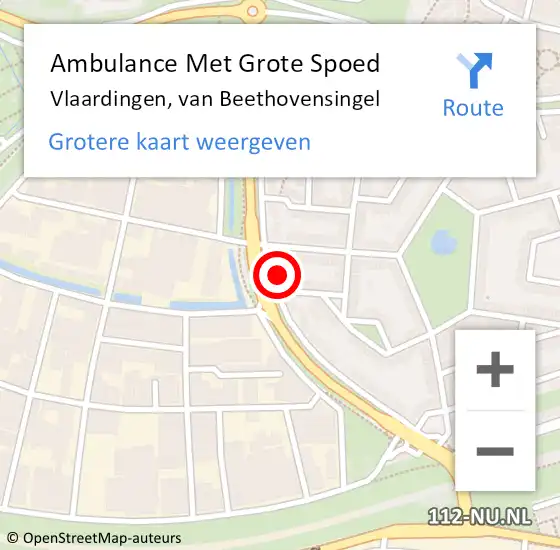 Locatie op kaart van de 112 melding: Ambulance Met Grote Spoed Naar Vlaardingen, van Beethovensingel op 16 april 2024 22:05