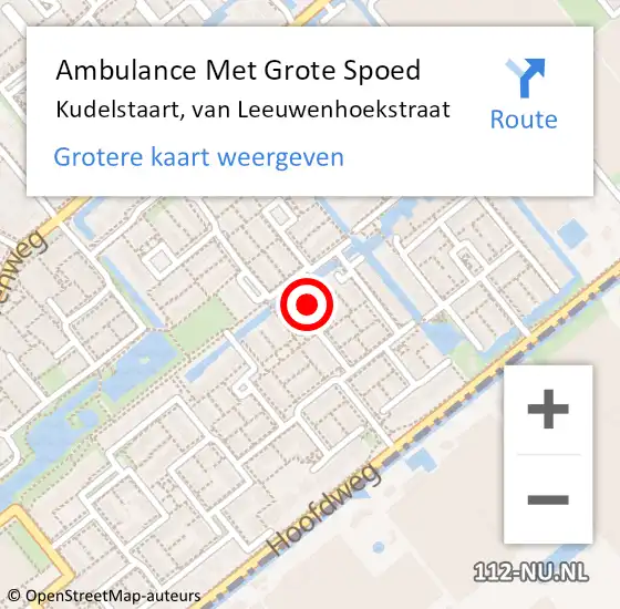 Locatie op kaart van de 112 melding: Ambulance Met Grote Spoed Naar Kudelstaart, van Leeuwenhoekstraat op 16 april 2024 22:08
