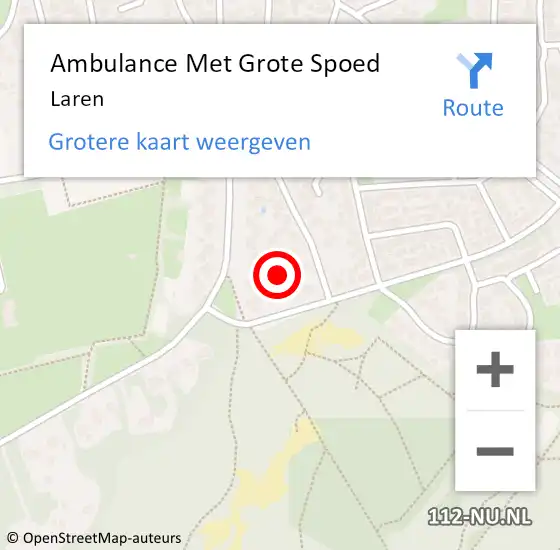 Locatie op kaart van de 112 melding: Ambulance Met Grote Spoed Naar Laren op 16 april 2024 22:27
