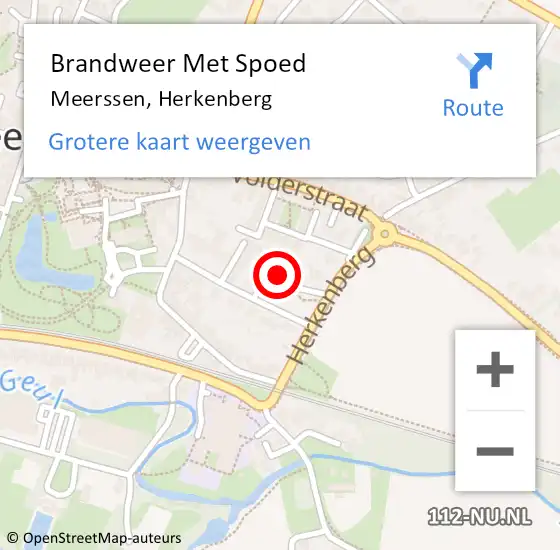Locatie op kaart van de 112 melding: Brandweer Met Spoed Naar Meerssen, Herkenberg op 16 april 2024 22:35