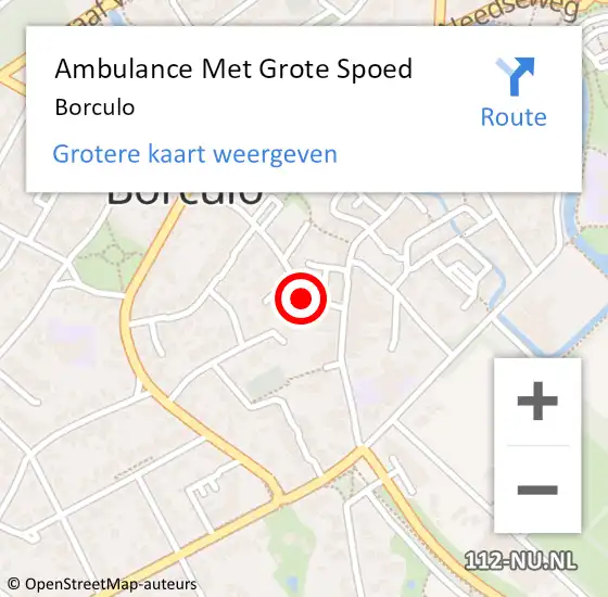 Locatie op kaart van de 112 melding: Ambulance Met Grote Spoed Naar Borculo op 16 april 2024 23:12