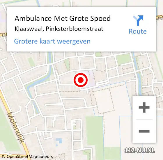Locatie op kaart van de 112 melding: Ambulance Met Grote Spoed Naar Klaaswaal, Pinksterbloemstraat op 16 april 2024 23:21