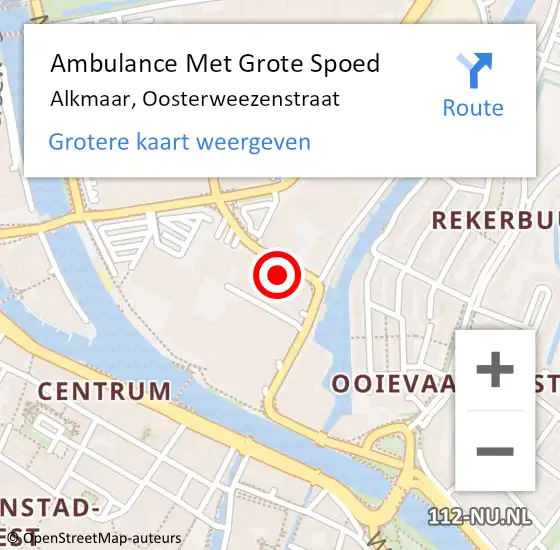 Locatie op kaart van de 112 melding: Ambulance Met Grote Spoed Naar Alkmaar, Oosterweezenstraat op 16 april 2024 23:54